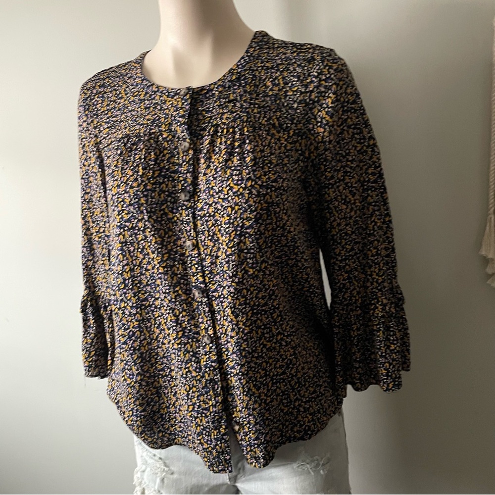 Maeve Berwick Top Front Button Down Blouse Anthro Boho Cottagecore Size Small - Picture 8 of 8
